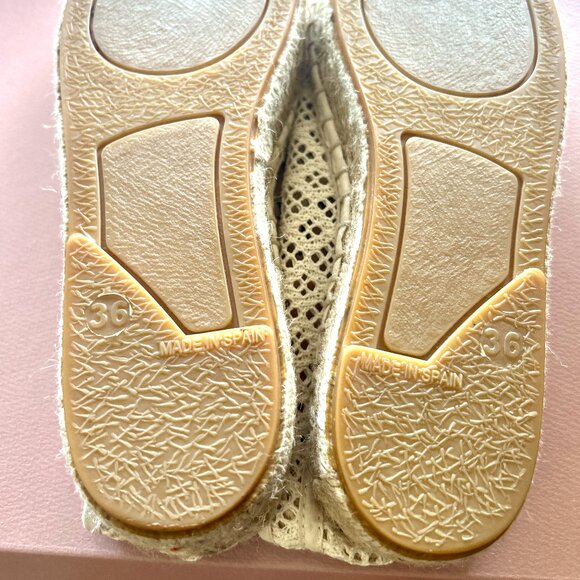 Diane von Furstenberg DVF Crochet Espadrille Beige Raffia Flats Size 36 - Picture 11 of 15